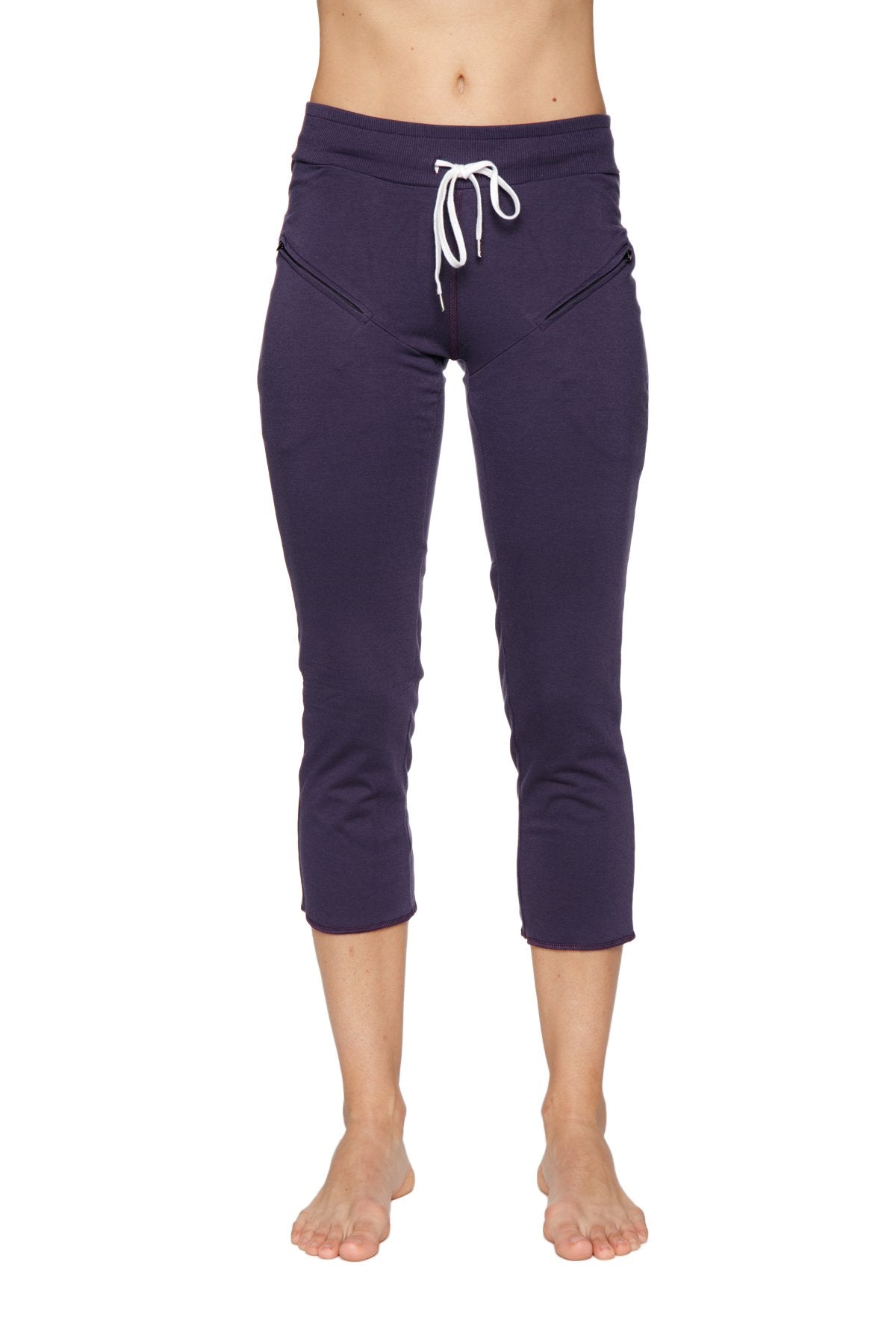 Women's 4/5 Length Zipper Pocket Capri Yoga Pant (Eggplant) by 4